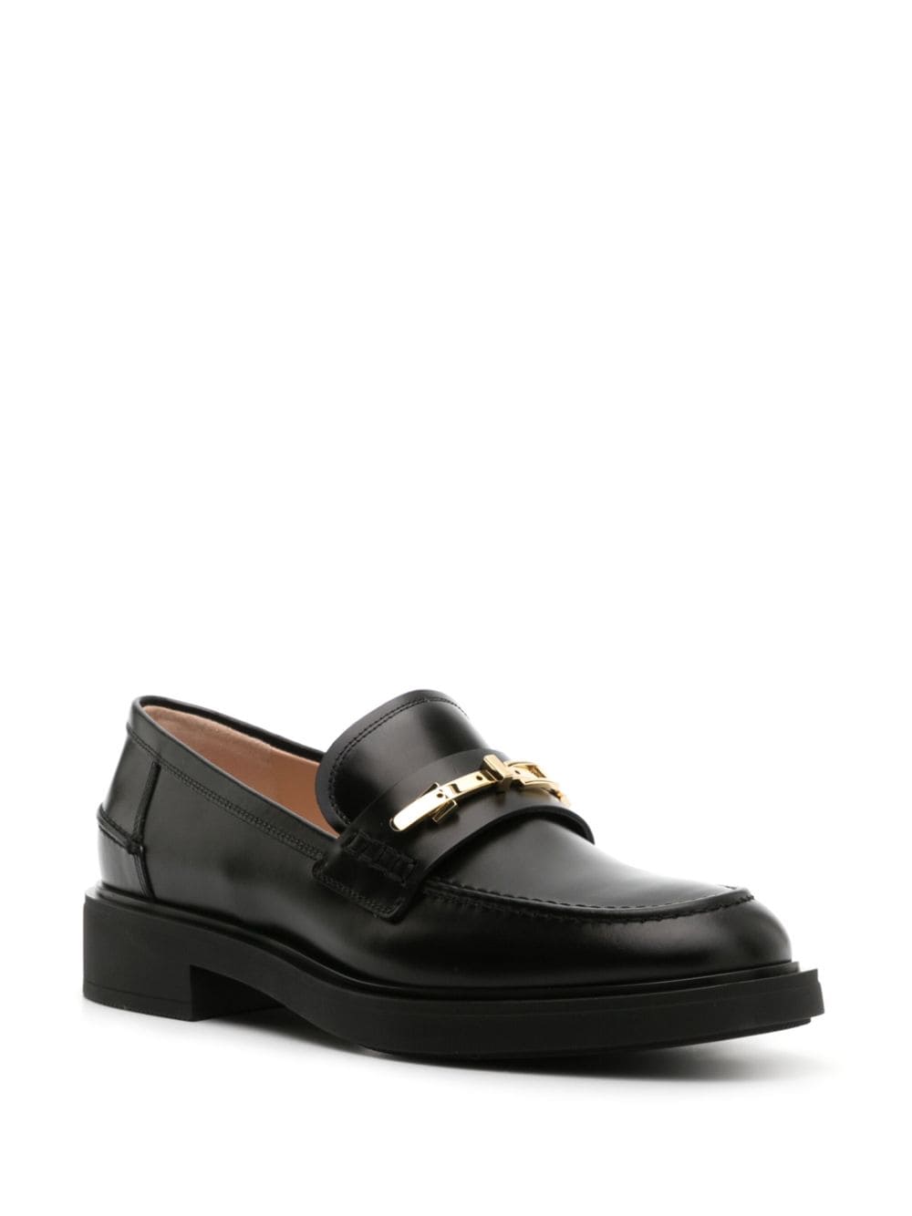 Shop Gianvito Rossi Buckle-detail Leather Loafers In Black