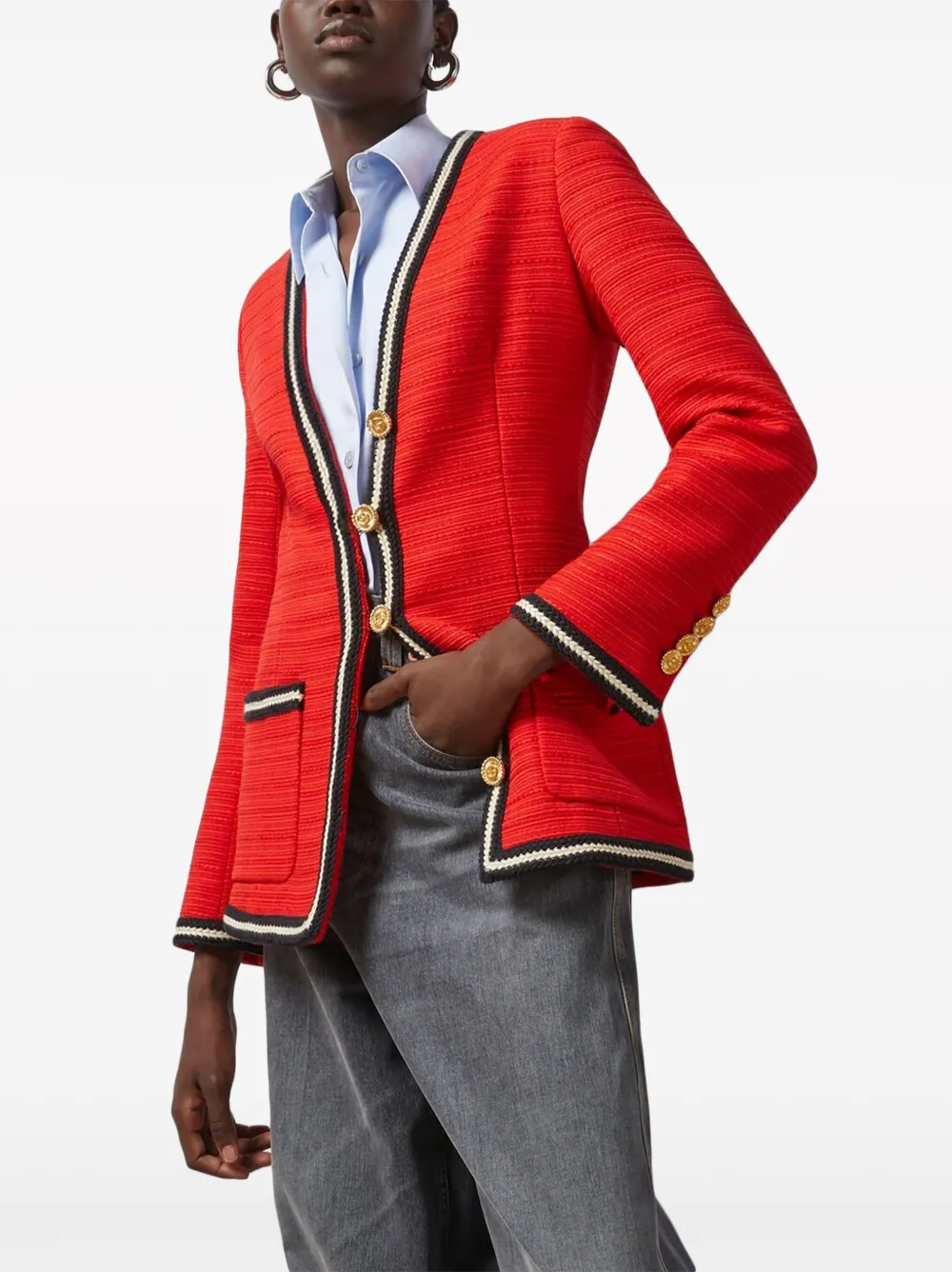 Gucci Braided Trim Wool Jacket Farfetch