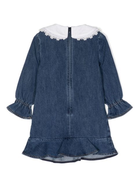 lace-collar denim dress