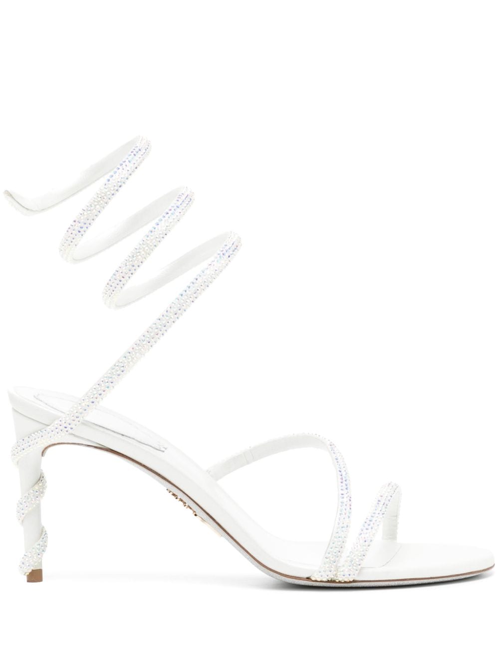 René Caovilla Margot Embellished Leather Sandals In White