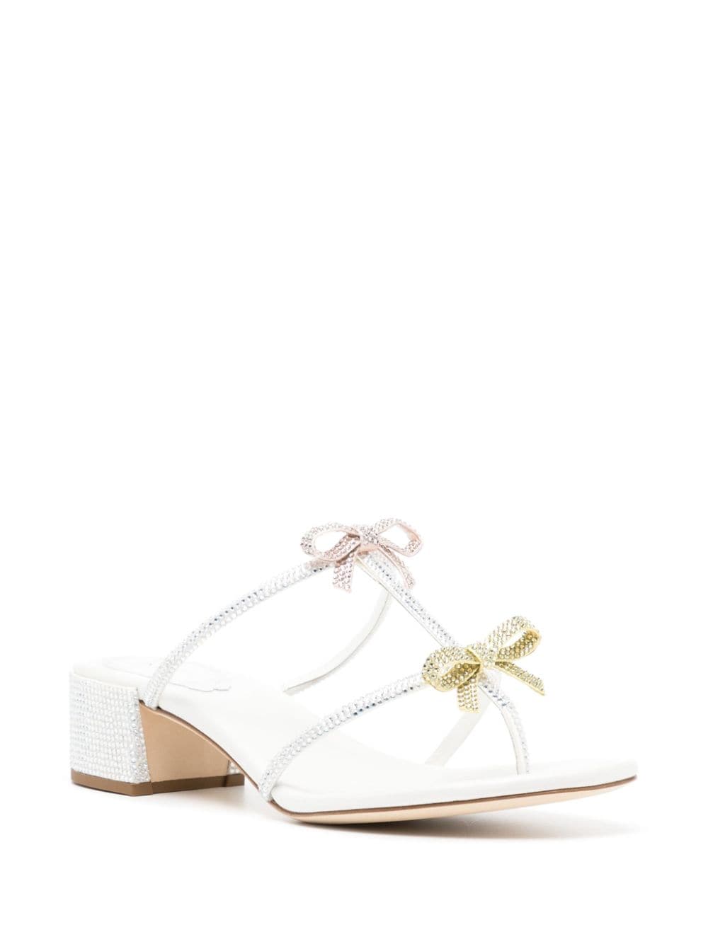 Shop René Caovilla Caterina Slip-on Leather Sandals In White