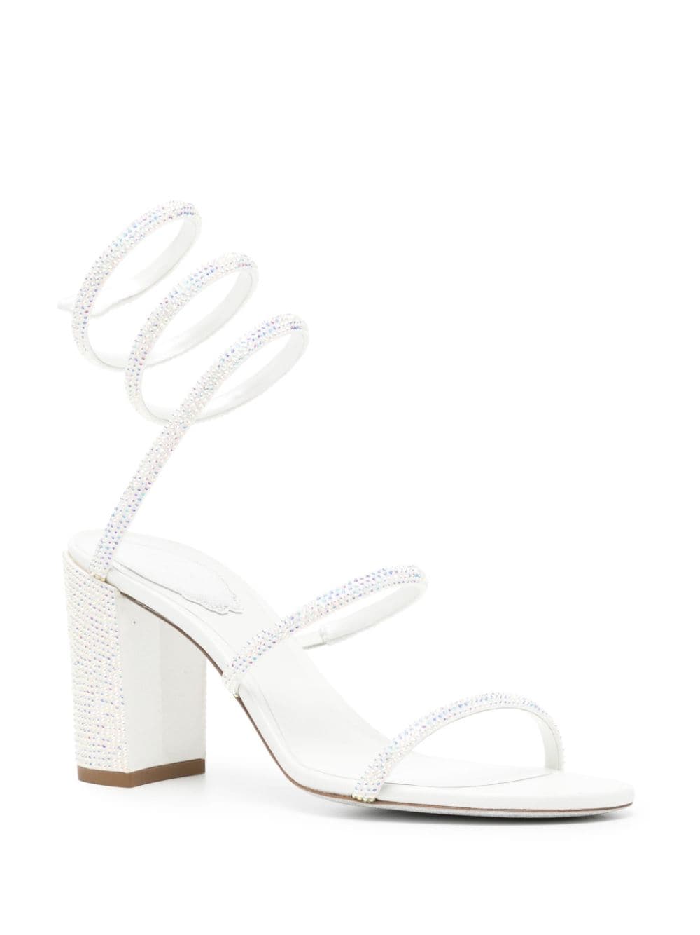 Shop René Caovilla Cleo Embellished Leather Sandals In White