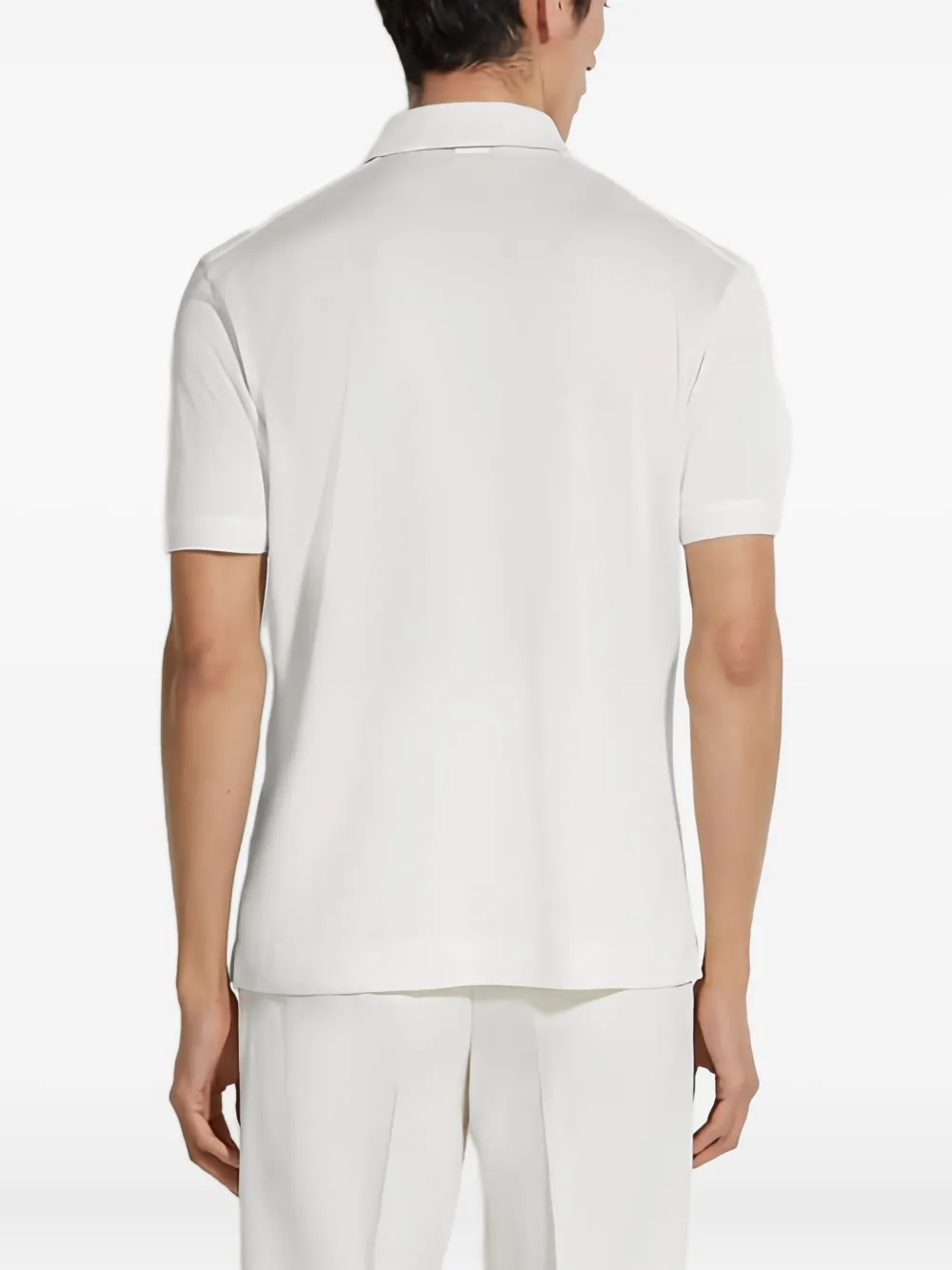 Zegna Cotton Polo Shirt With Intarsia Knitted Stripe In White