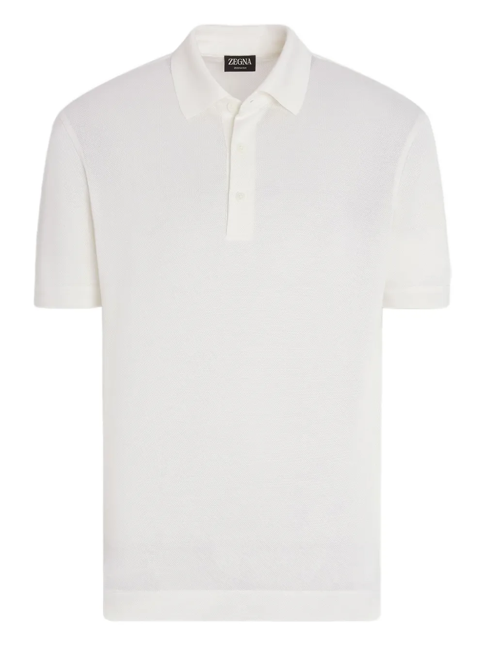 Zegna Cotton Polo Shirt With Intarsia Knitted Stripe In White