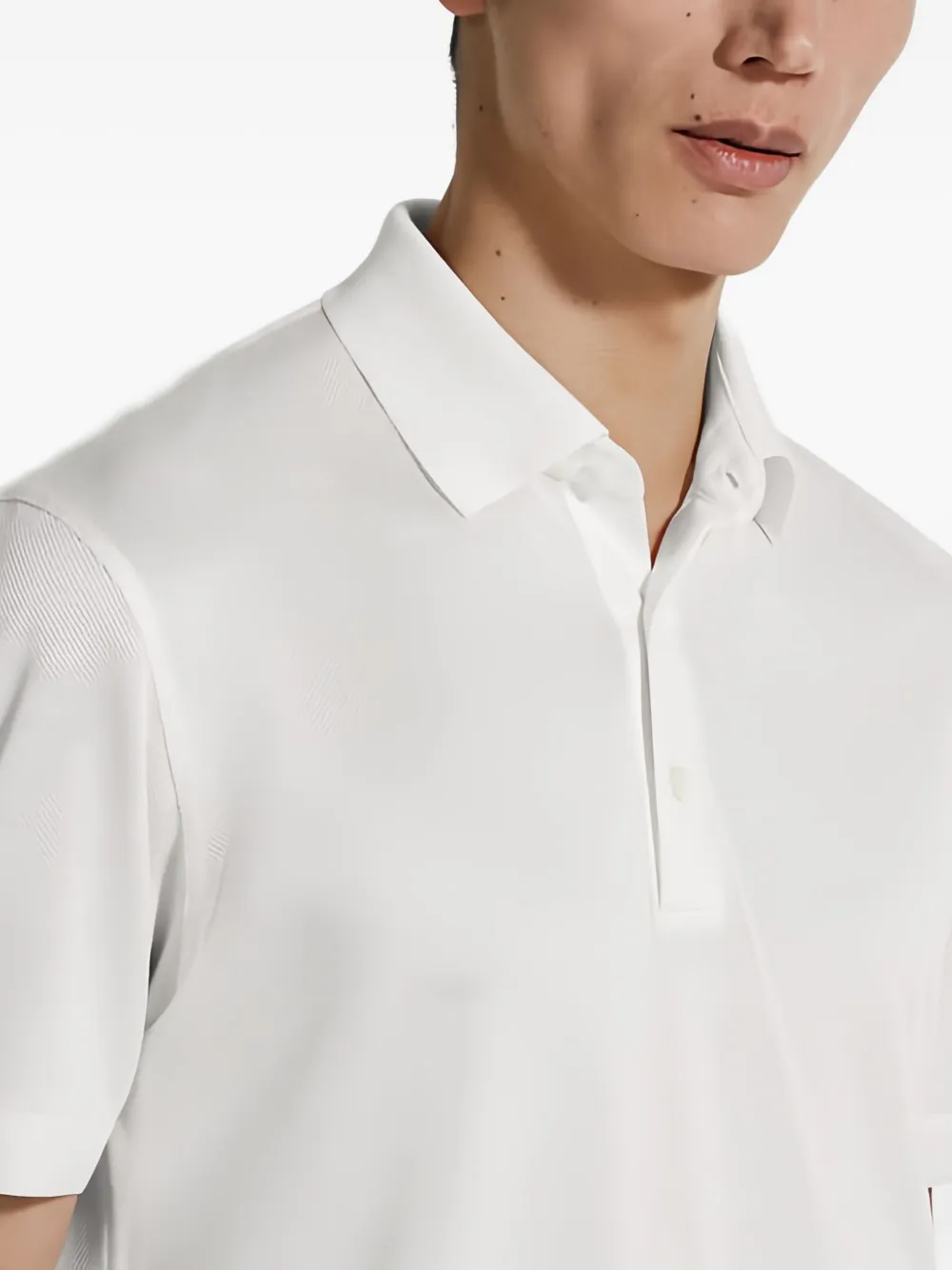 Zegna Cotton Polo Shirt With Intarsia Knitted Stripe In White