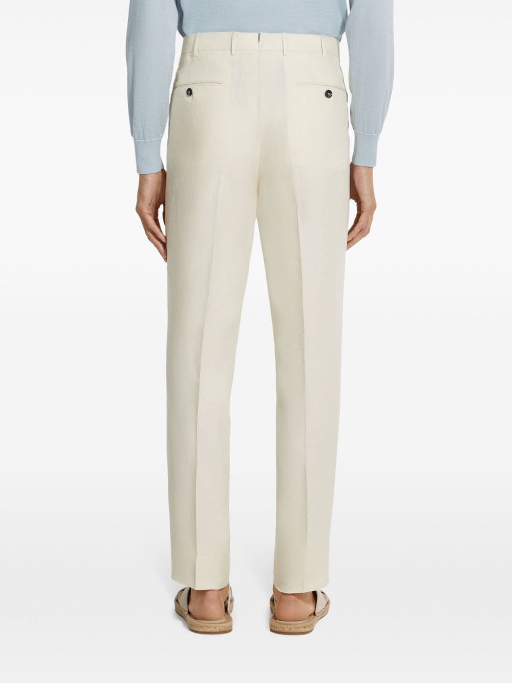 Shop Zegna Oasi Linen Trousers In White