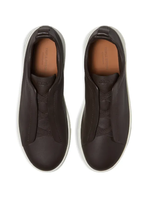 Zegna Triple Stitch Secondskin Sneakers | Brown | FARFETCH