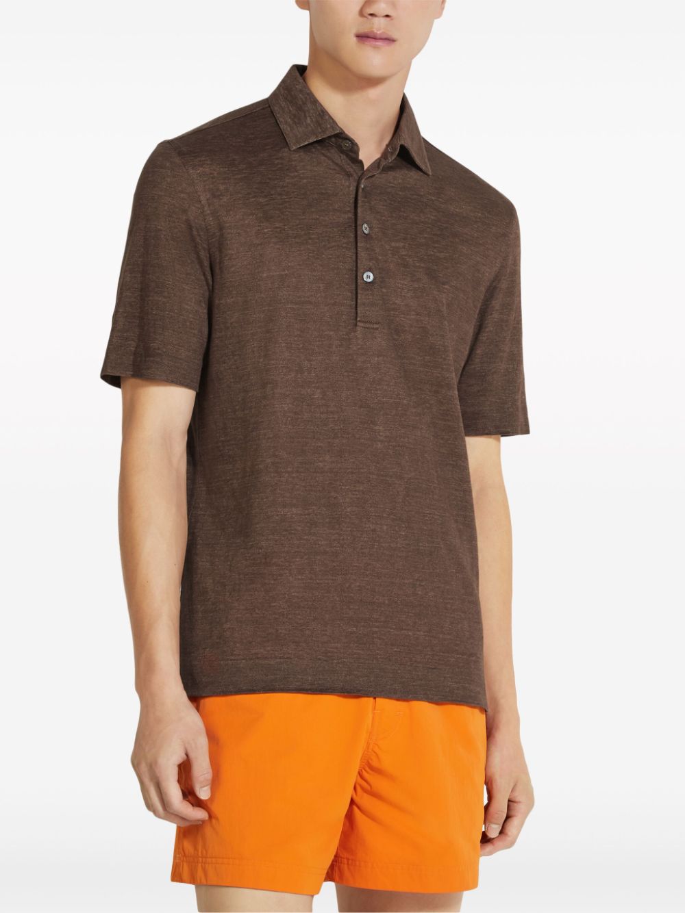 Zegna Linnen poloshirt Bruin