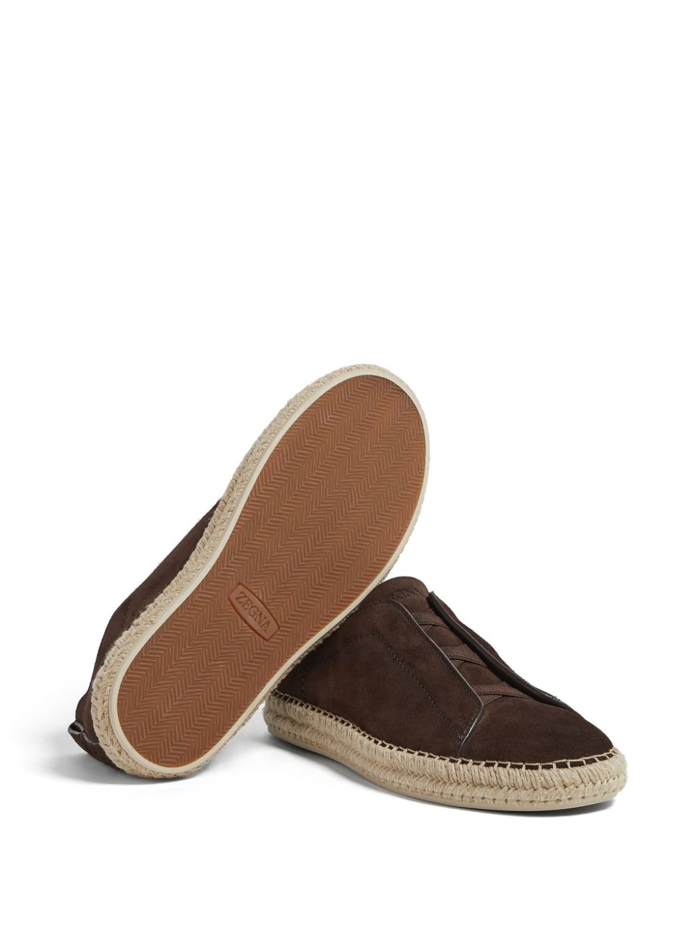 Shop Zegna Triple Stitch Suede Espadrilles In Brown