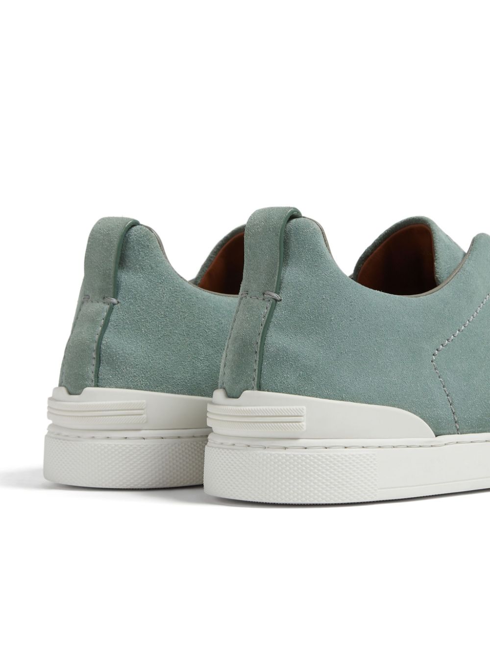 Shop Zegna Triple Stitch Suede Sneakers In 绿色