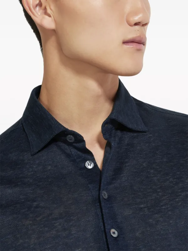 Ermenegildo zegna リネン　ポロシャツ Zegna リネン ポロシャツ | ブルー | FARFETCH JP