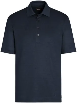 Prada triangle-logo Cotton Polo Shirt | Blue | FARFETCH GE
