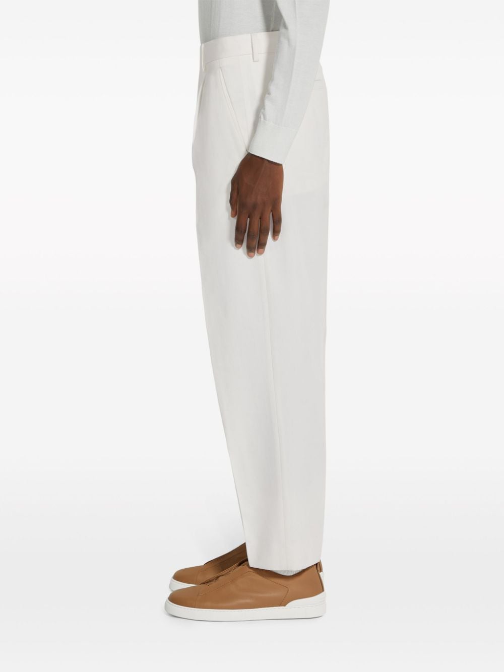 Shop Zegna Pressed-crease Tailored Trousers In White