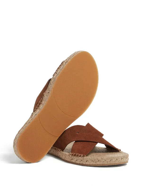 Zegna crossover-strap Suede Sandals | Brown | FARFETCH