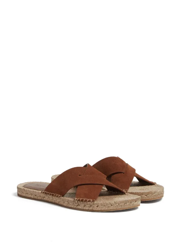 Zegna crossover-strap Suede Sandals | Brown | FARFETCH GE display picture 1
