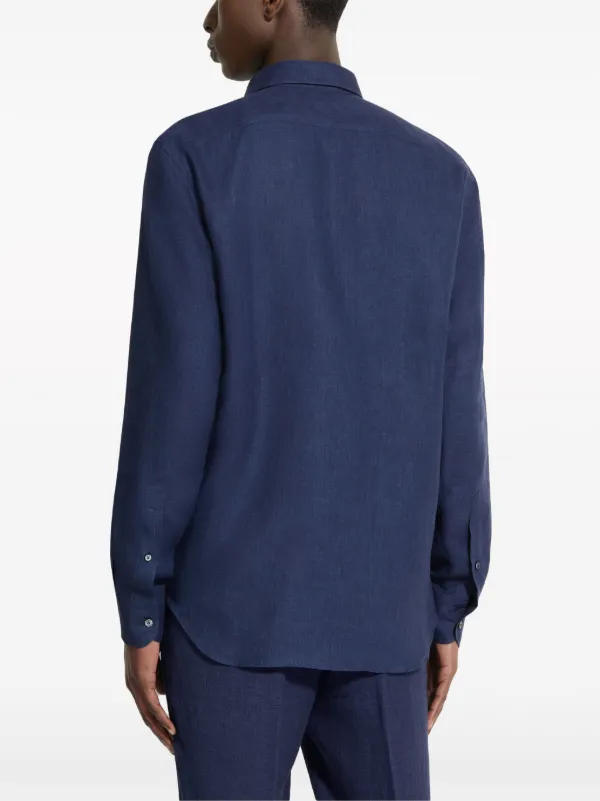Zegna Oasi Lino Linen Shirt | Blue | FARFETCH UK