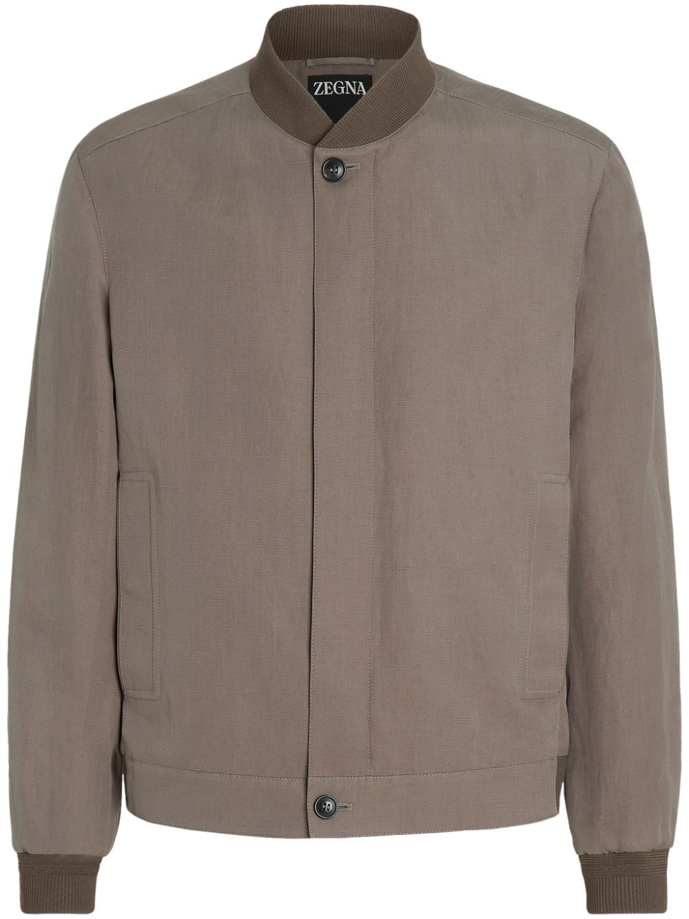 Zegna Ribbed-trim Bomber Jacket In Neutrals