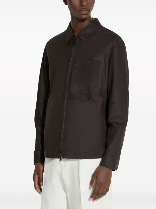 Zegna SECONDSKIN zip-front Nubuck Overshirt - Farfetch