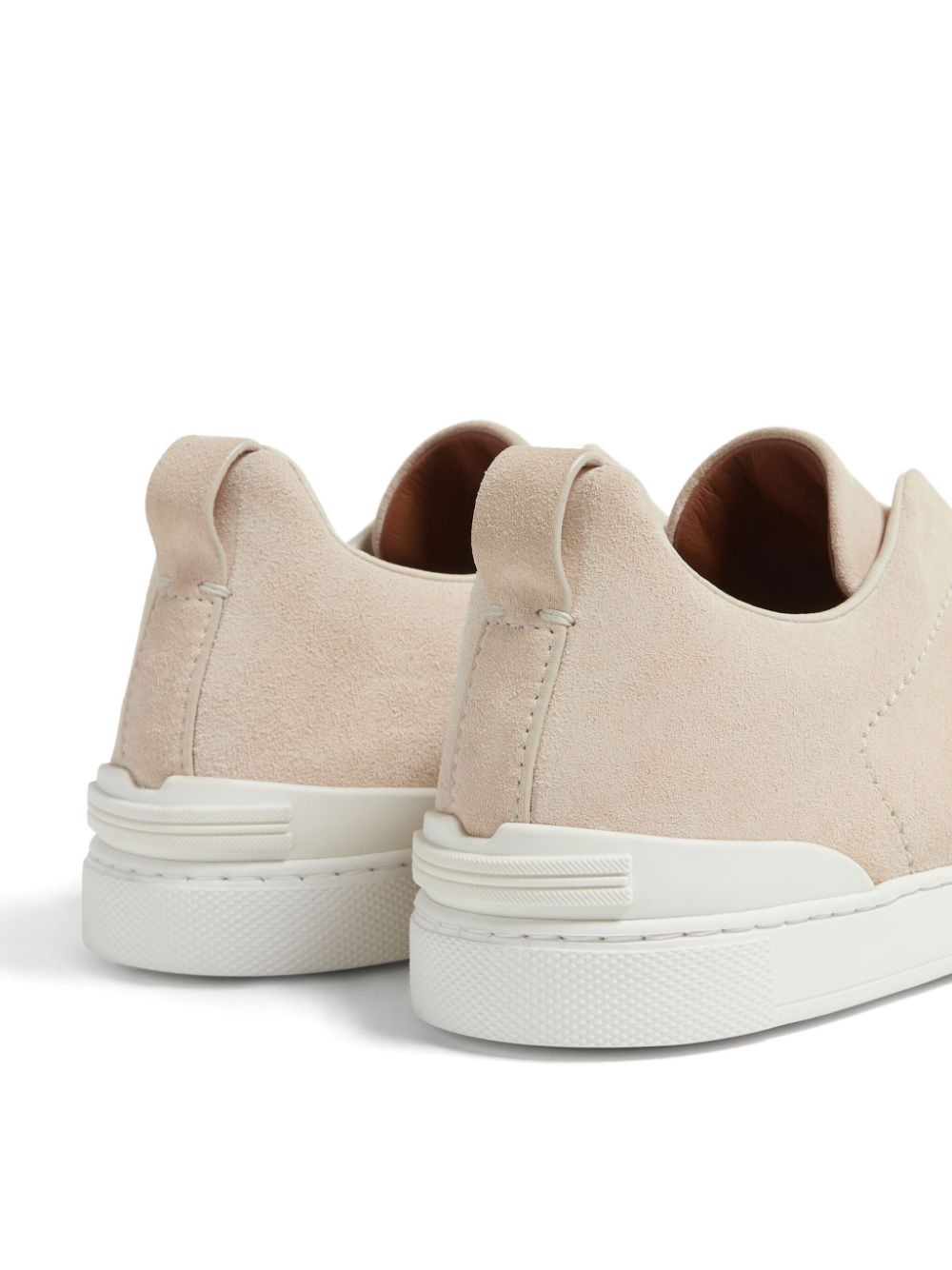 Shop Zegna Triple Stitch Leather Sneakers In Neutrals