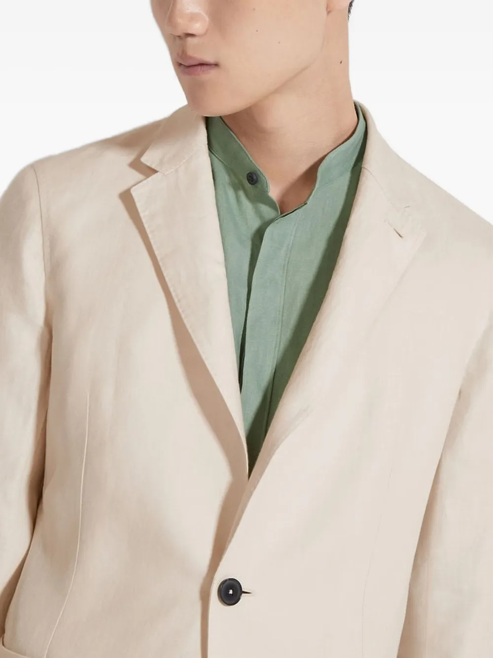 Zegna Linen Single-breasted Blazer In Brown