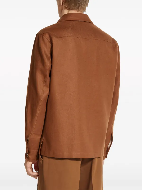 Zegna Linen Shirt Jacket | Brown | FARFETCH