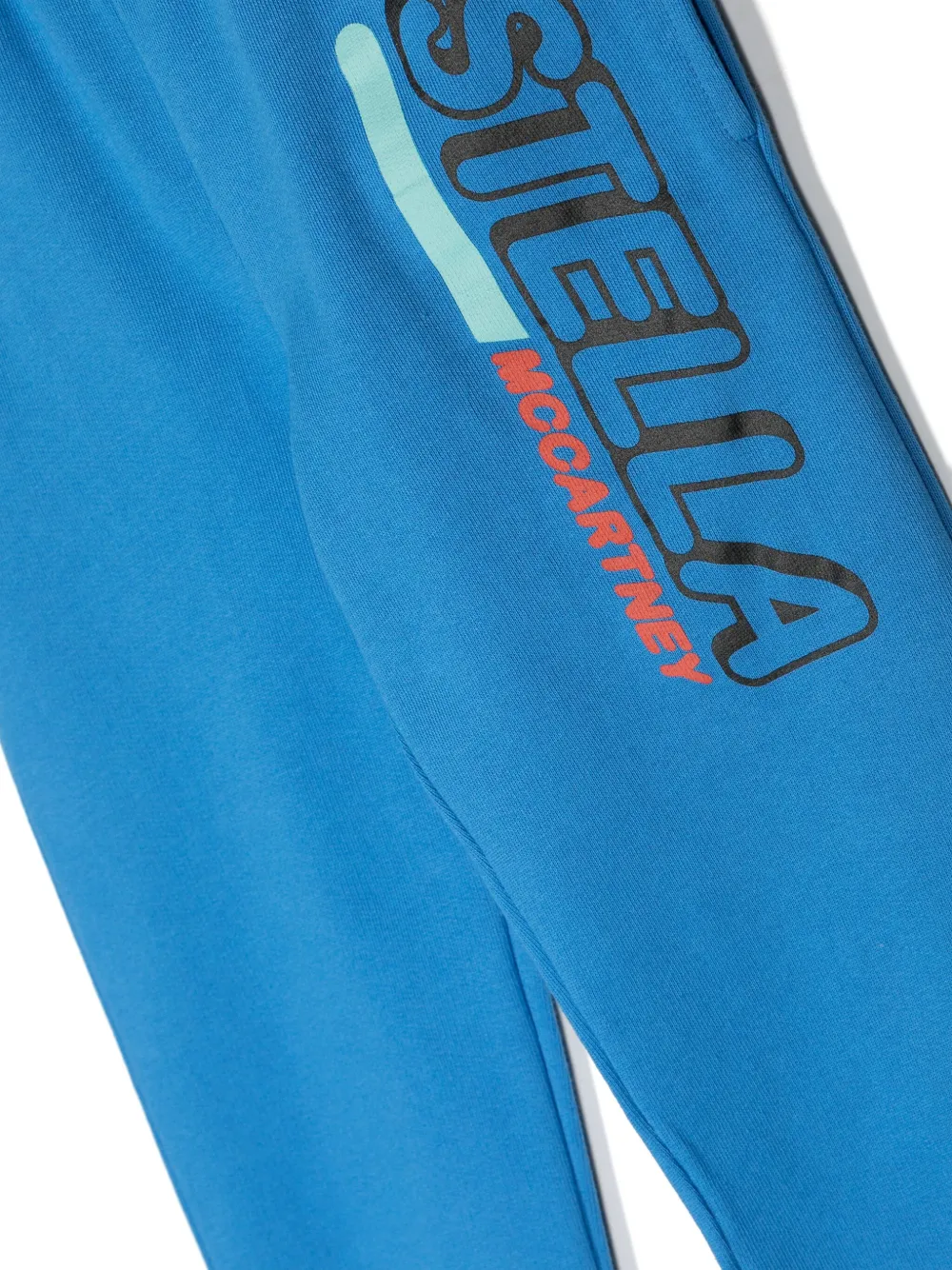 Shop Stella Mccartney Logo-print Cotton Track Pants In Blue