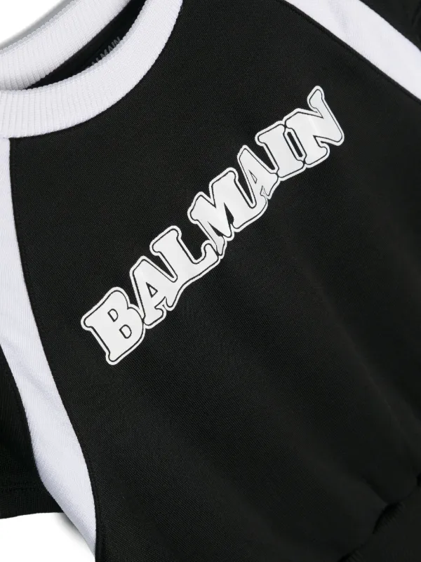 Balmain Kids logo-print short-sleeve Dress | Black | FARFETCH