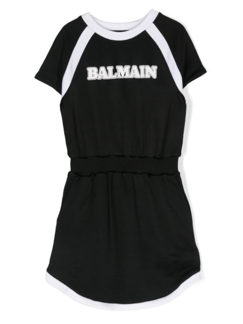 Balmain Kids logo-print short-sleeve dress