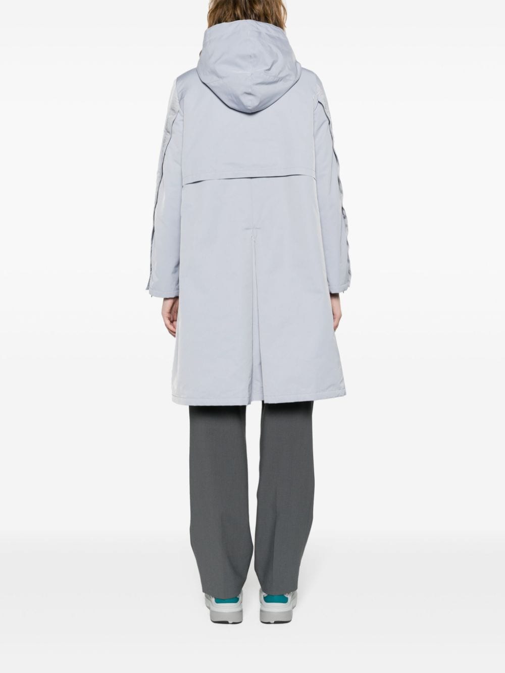 Shop Emporio Armani Logo-tape Detail Hooded Parka In Grey