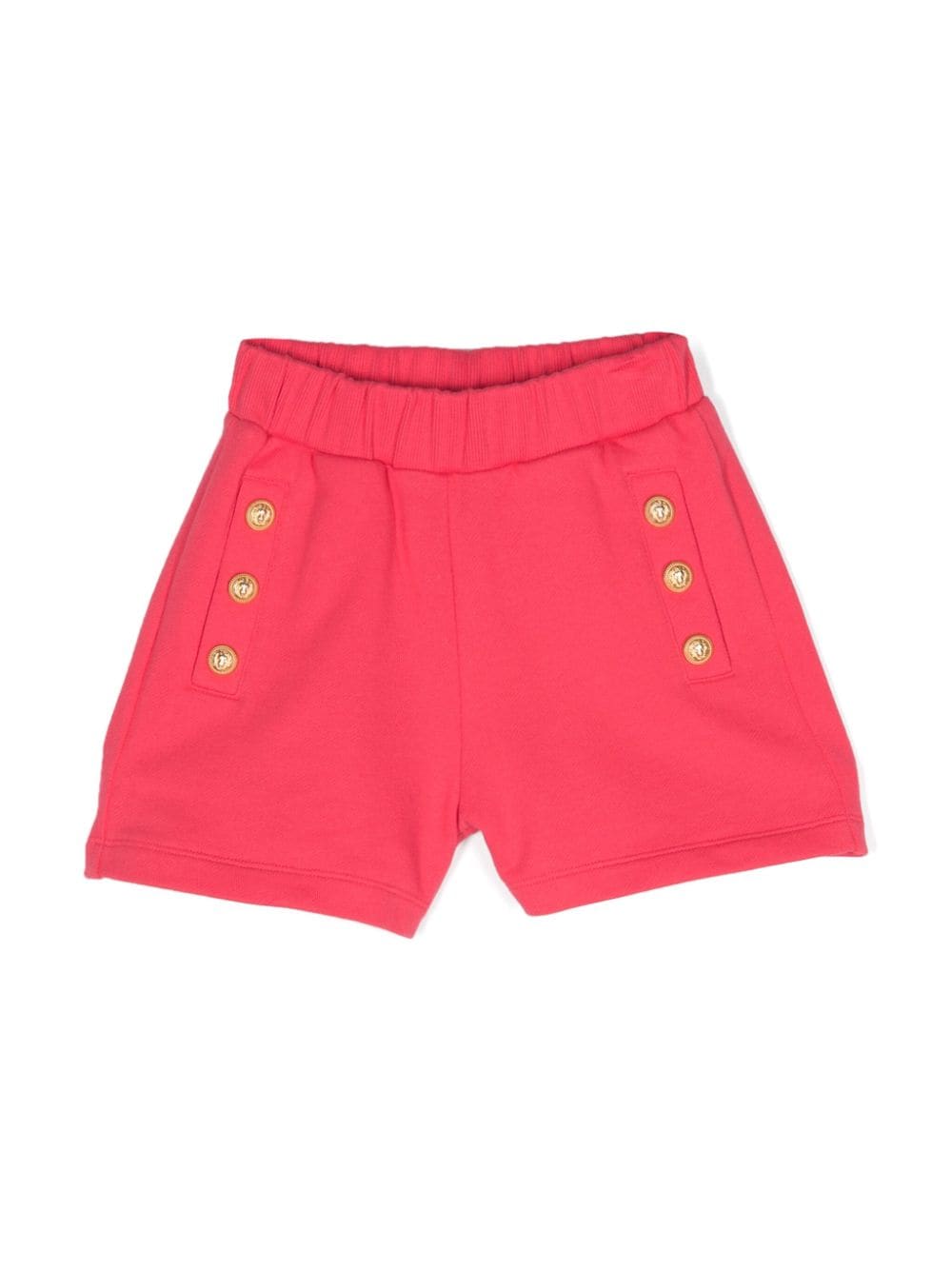Shop Balmain Button-embossed Cotton Shorts In Pink