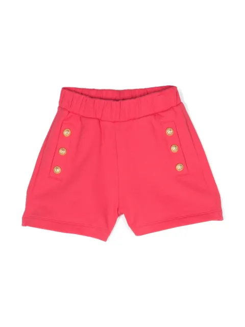Balmain Kids button-embossed cotton shorts