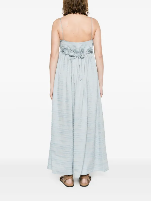Emporio Armani Linen Blend Jacquard Midi Dress - Blue