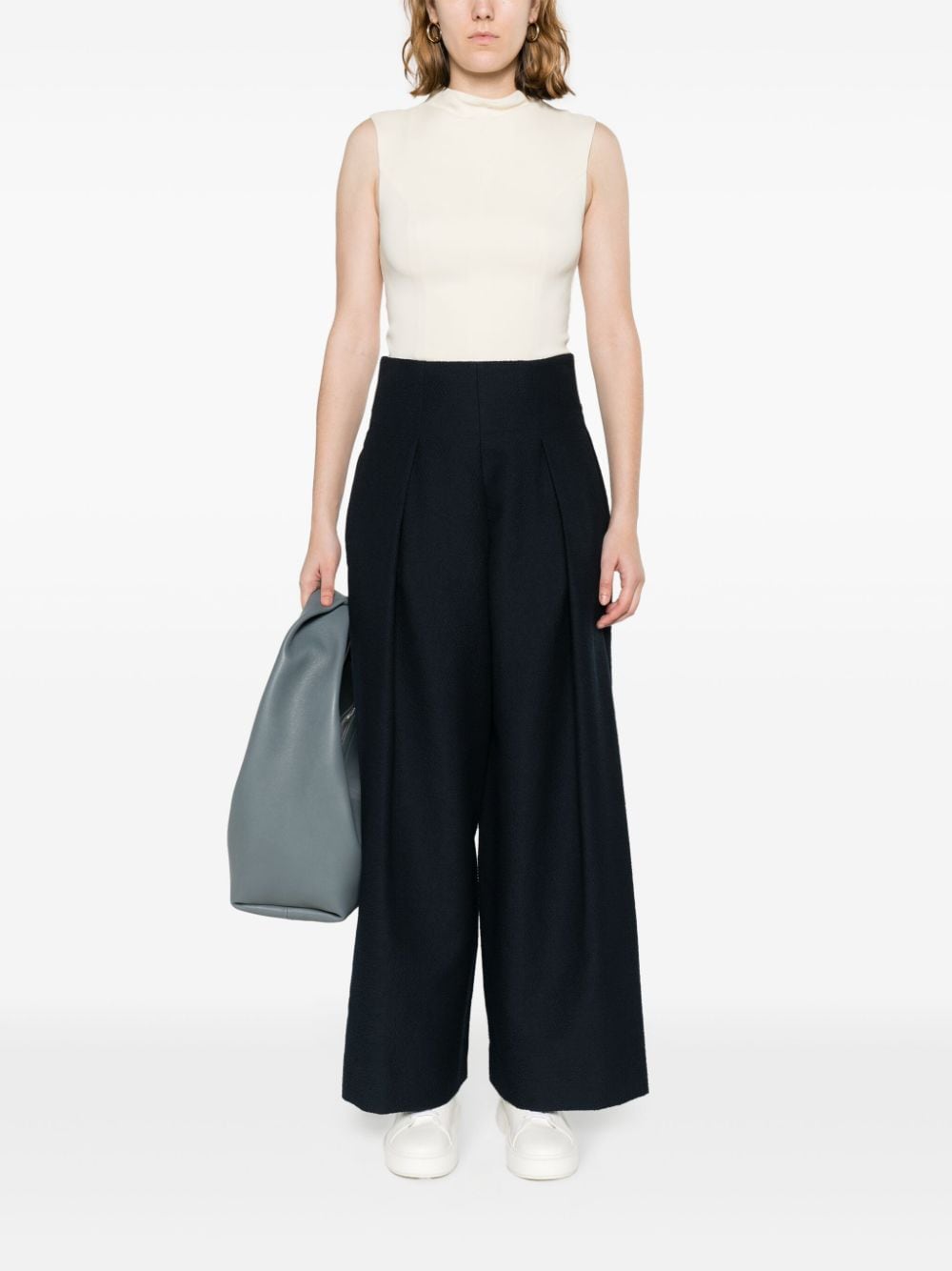 Emporio Armani jacquard palazzo trousers - Blauw