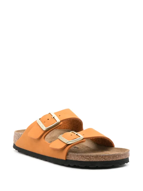 Birkenstock Arizona suede slides women Leather Leather Rubber 37 Narrow Orange