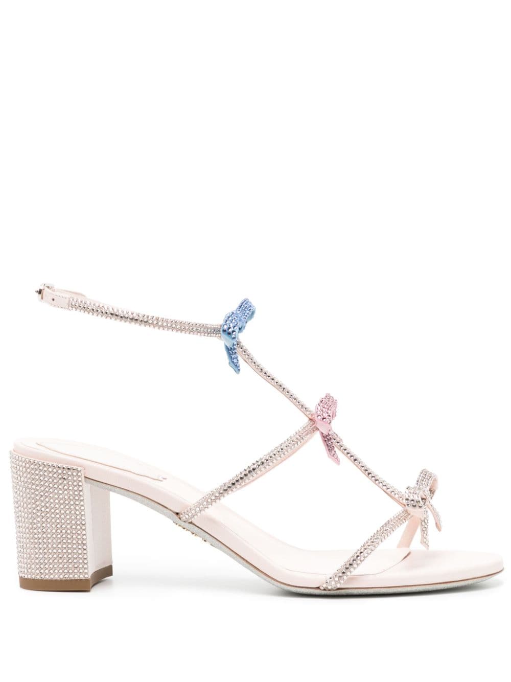 René Caovilla Caterina Embellished Leather Sandals In Pink