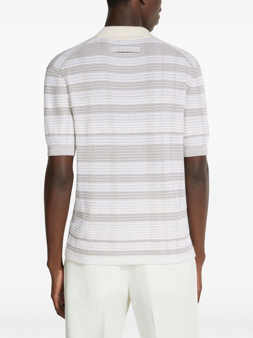 Zegna Poloshirt met gestreept-patroon van katoenblend Wit