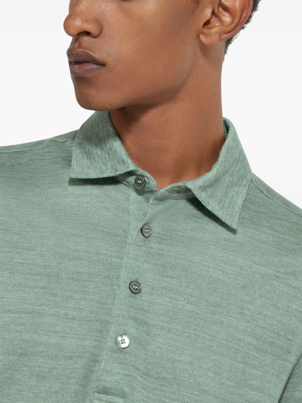 Zegna Linnen poloshirt Groen