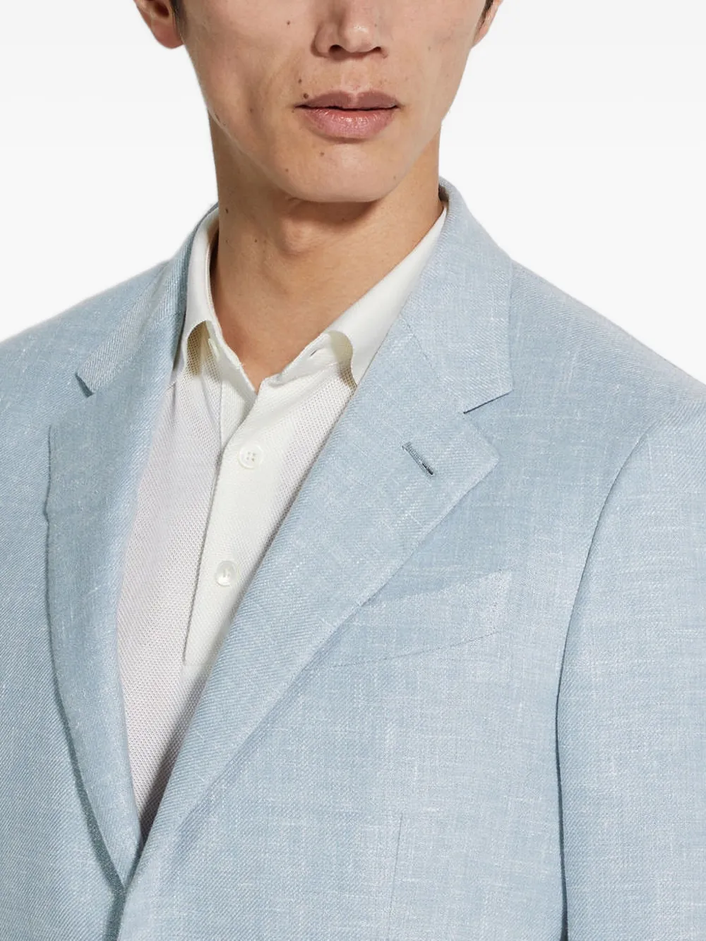 Zegna Single-breasted Blazer In Blue