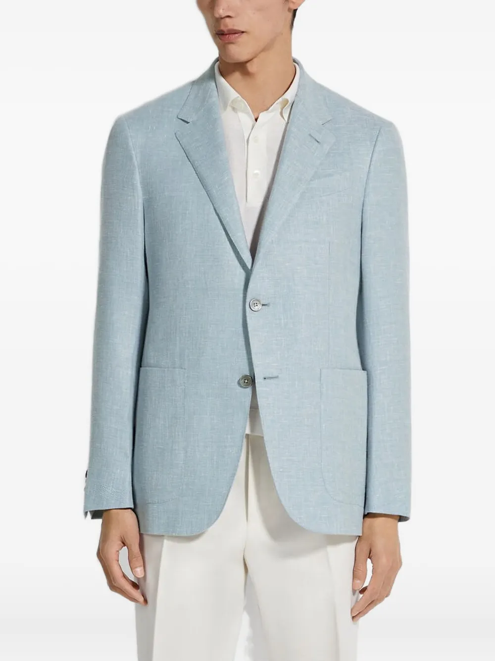 Zegna Single-breasted Blazer In Blue