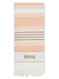 Zegna logo-embroidered cotton beach towel - Orange