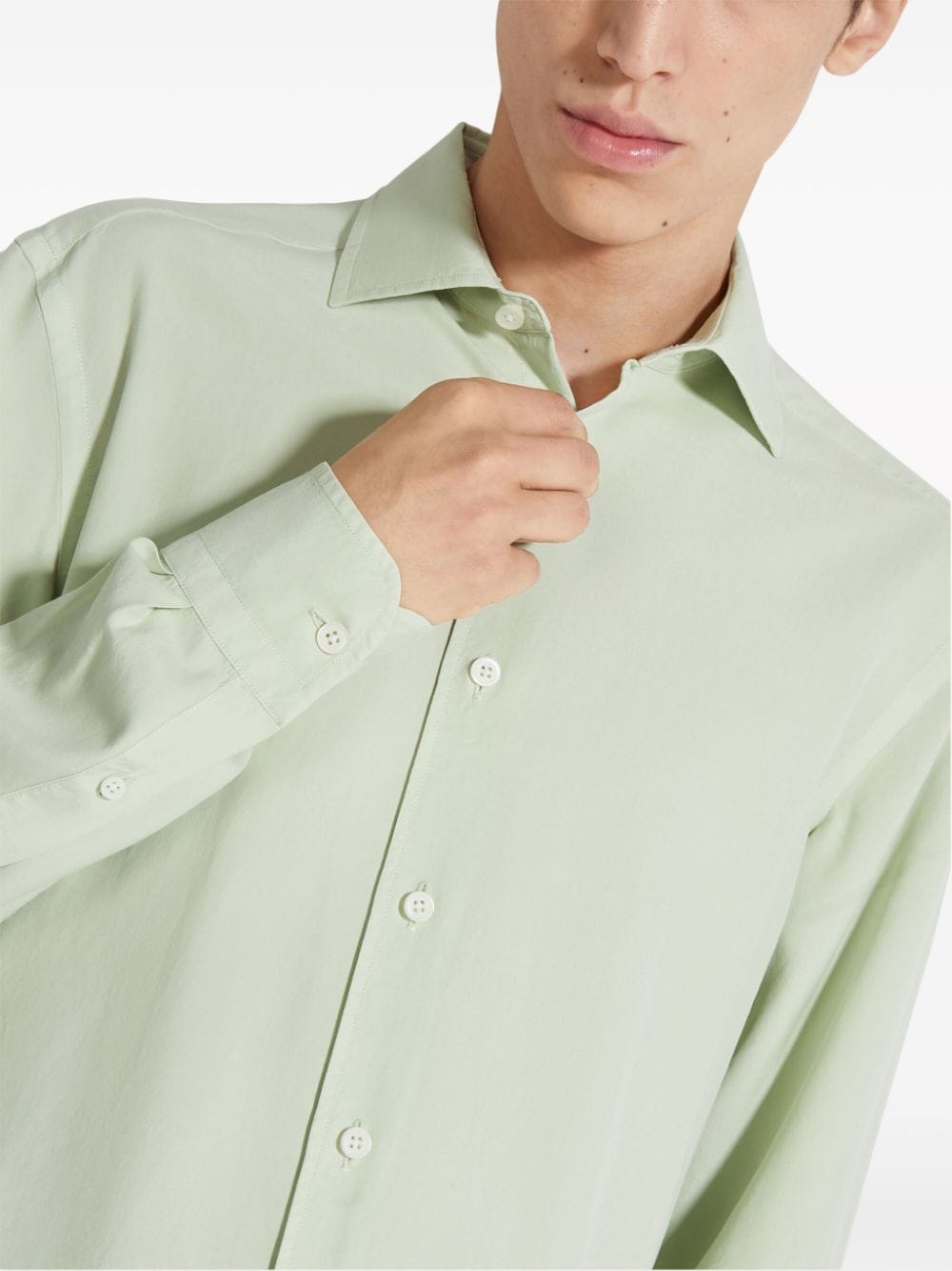 Shop Zegna Mulberry-silk Shirt In Green