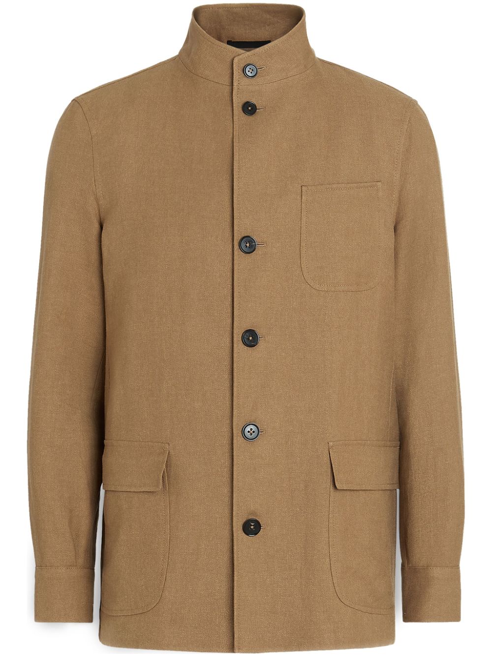 Shop Zegna Tailored Linen-wool Chore Jacket In Brown