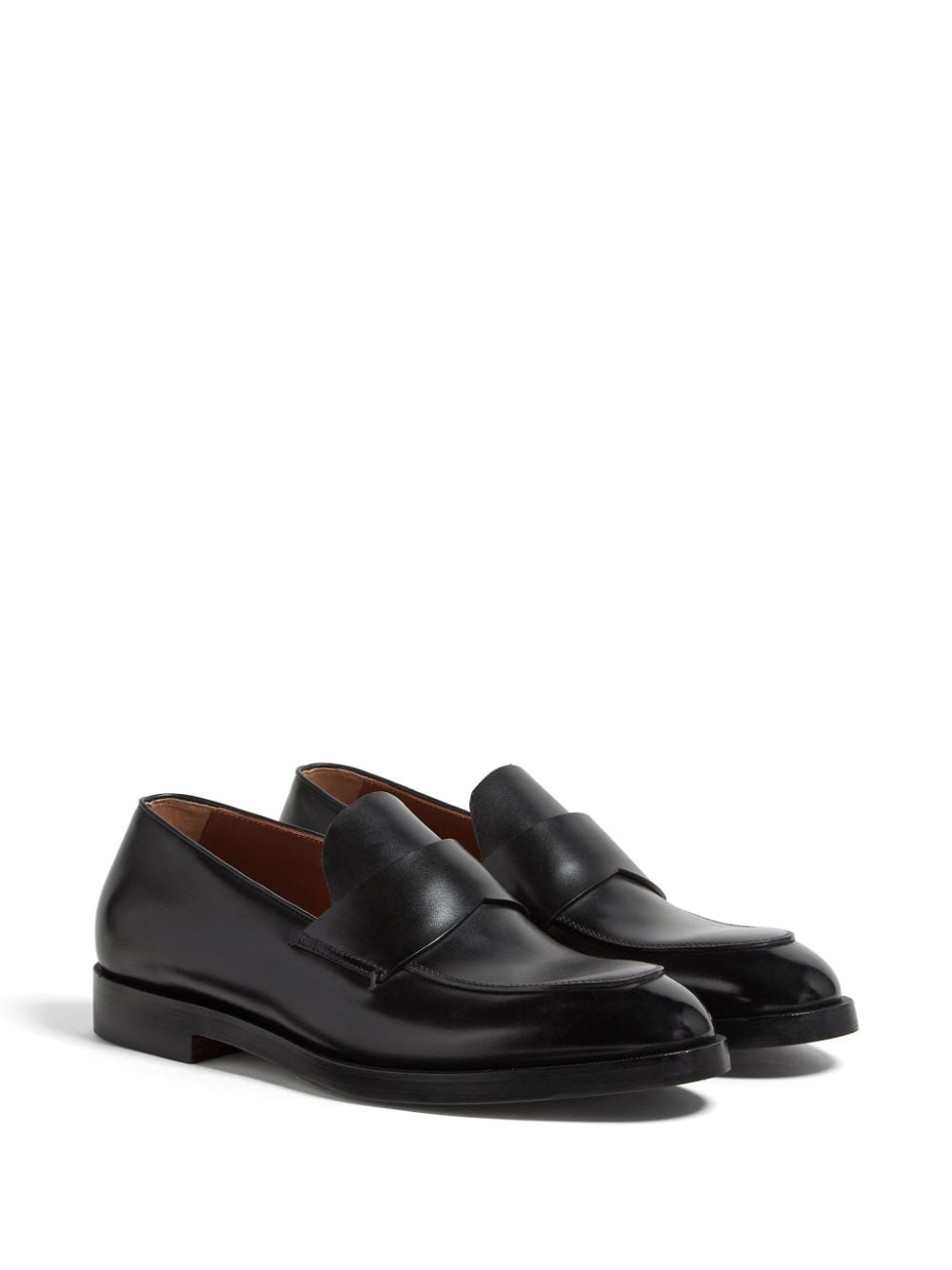 Shop Zegna Torino Leather Loafers In Black