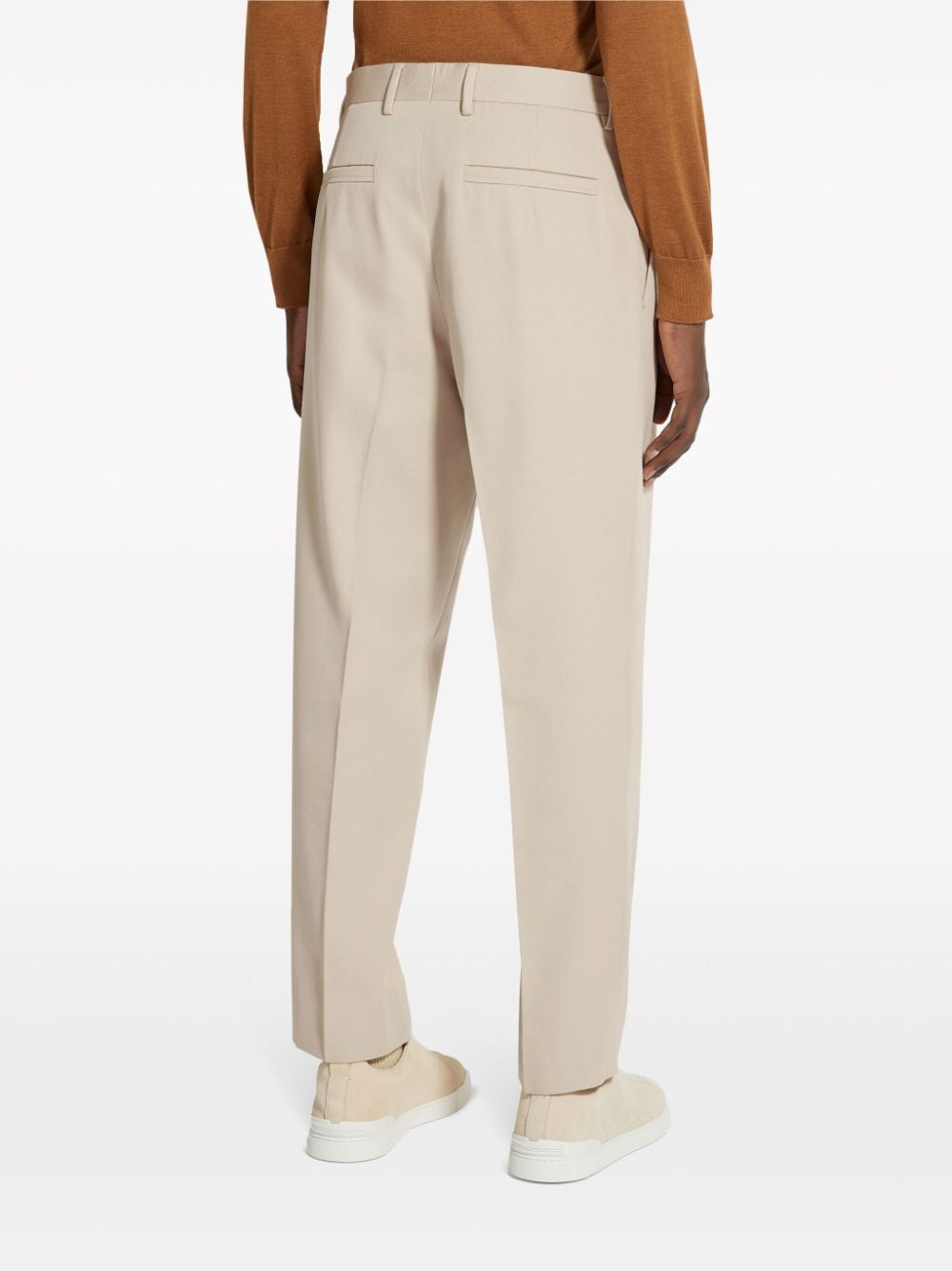 Shop Zegna Tapered Tailored Trousers In Neutrals