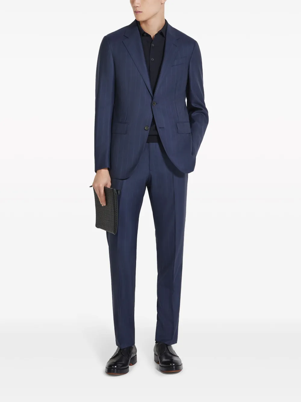 Zegna Gestreept pak - Blauw