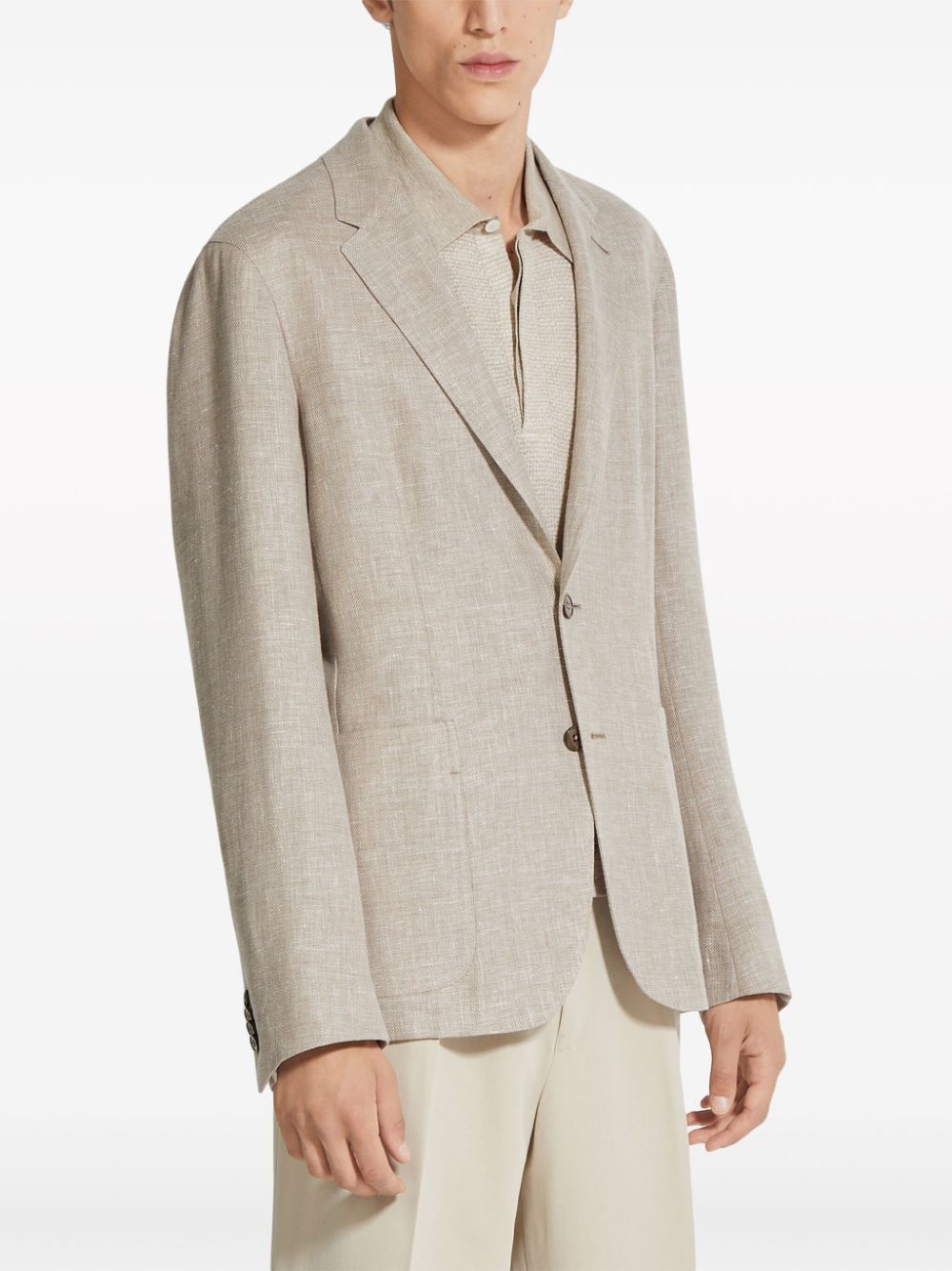 Zegna Blazer met enkele rij knopen Beige