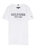 Tommy Hilfiger Junior logo-embroidered cotton T-shirt - White