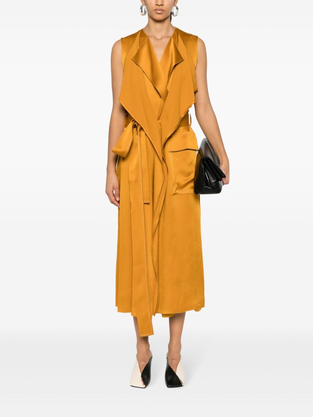 Shop Victoria Beckham Layered Trench Dress In Brown