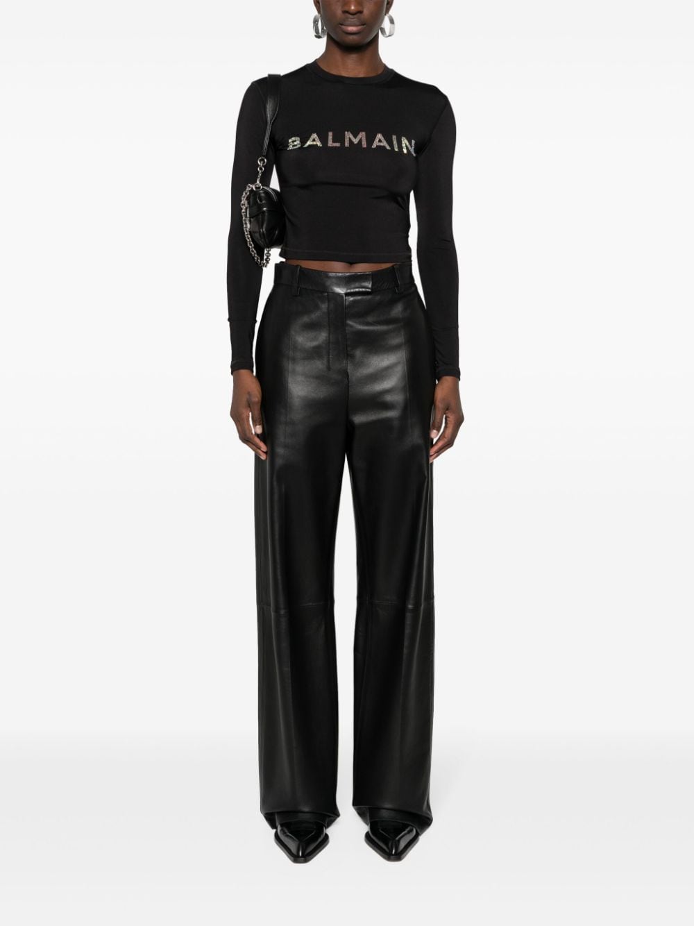 Balmain Sweater met logo van studs - Zwart