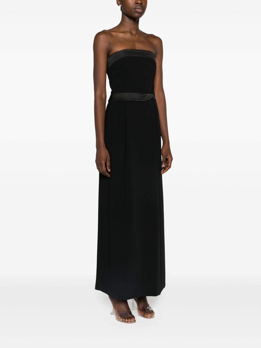 Shop Emporio Armani Square-neck Strapless Maxi Dress In Black